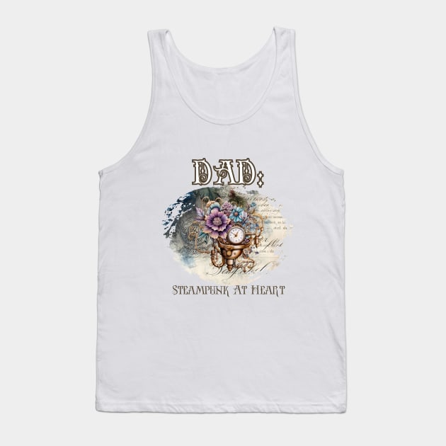 Dad: Steampunk At Heart Vintage Floral Clock Tank Top by Té de Chocolate